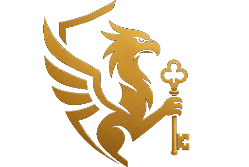 Emblème Picardie Serrurerie : griffon tenant une clé